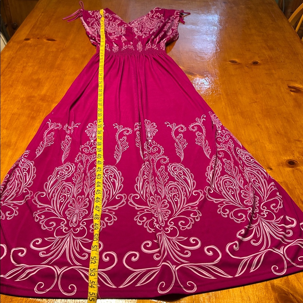 Jon & Anna Magenta Abstract Paisley Floral Print Smocked Maxi Dress Boho Summer - Picture 6 of 8